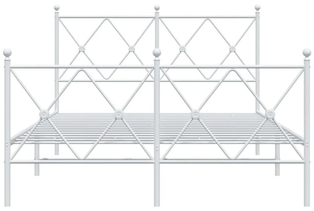 vidaXL Πλαίσιο Κρεβατιού με Κεφαλάρι&Ποδαρικό Λευκό 120x200εκ. Μέταλλο