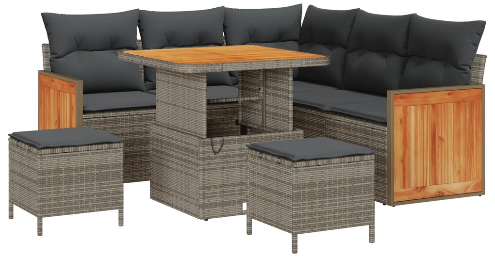 vidaXL Σετ Καναπέ Κήπου με μαξιλάρι 8 pcs Γκρι 80 x 80 x 71 cm