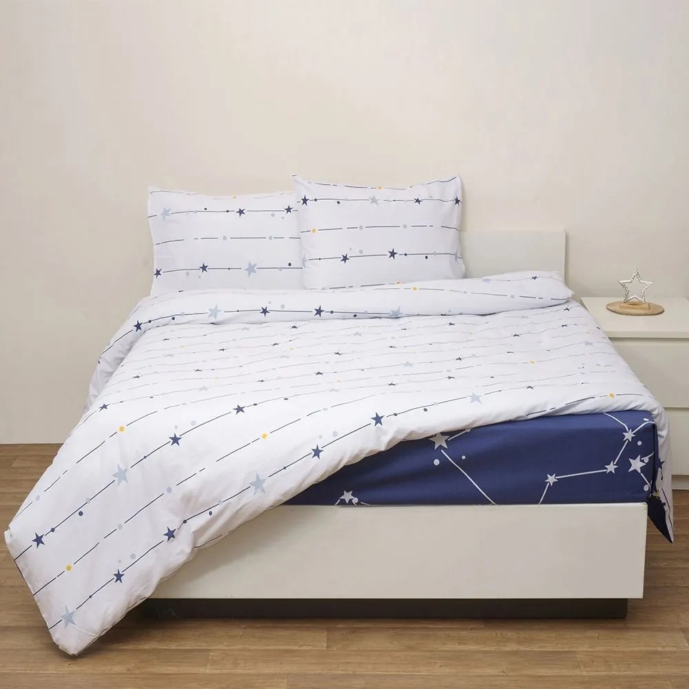 Παπλωματοθήκη Ωρίων (Σετ 3τμχ) White Viopros Queen Size 220x240cm 100% Βαμβάκι