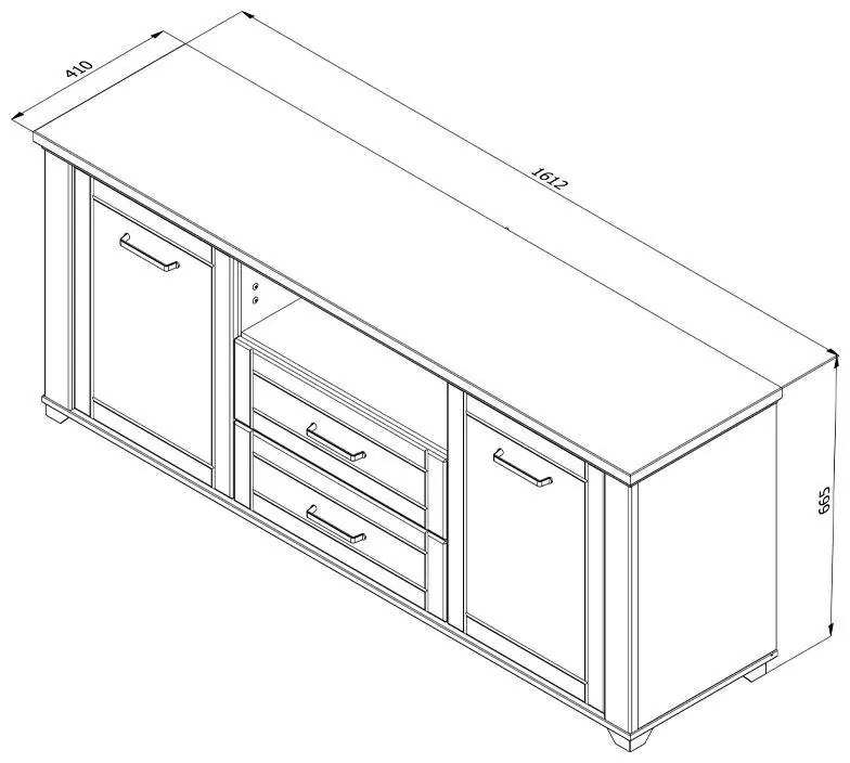 Έπιπλο Τηλεόρασης Valencia TV 160 Λευκό - Artisan Oak - Λευκό Μάτ 161*41*66.5 εκ. 161x41x66.5 εκ.