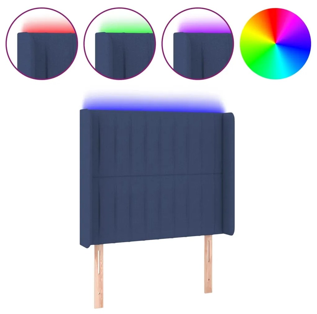 Κεφαλάρι Κρεβατιού LED Μπλε 93x16x118/128εκ. Υφασμάτινο 3124274
