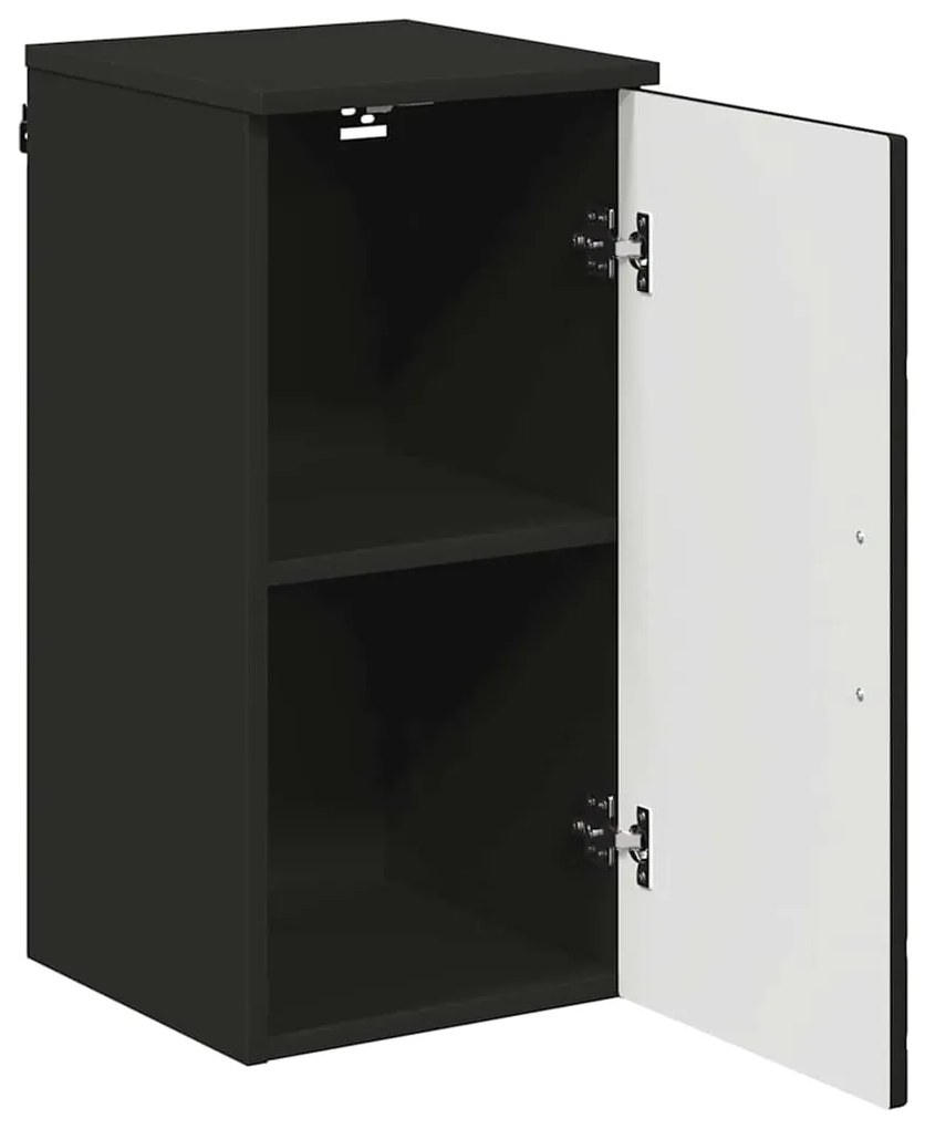 vidaXL Ντουλάπι Μπάνιου Επιτοίχιο με πόρτα Μαύρο 30 x 31,5 x 61 εκ