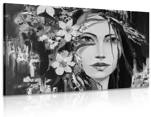 Εικόνα πρωτότυπο πίνακα ζωγραφικής μιας γυναίκας σε μαύρο & άσπρο - 60x40