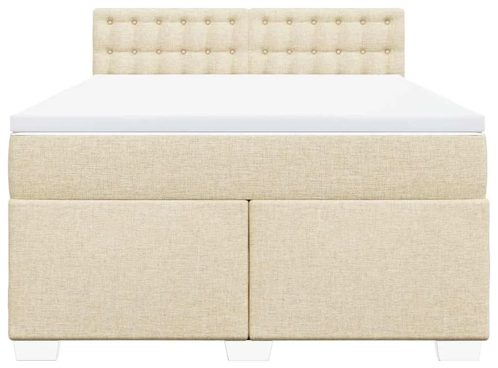 vidaXL Κρεβάτι Boxspring με Στρώμα Κρεμ 140x190 εκ. Υφασμάτινο