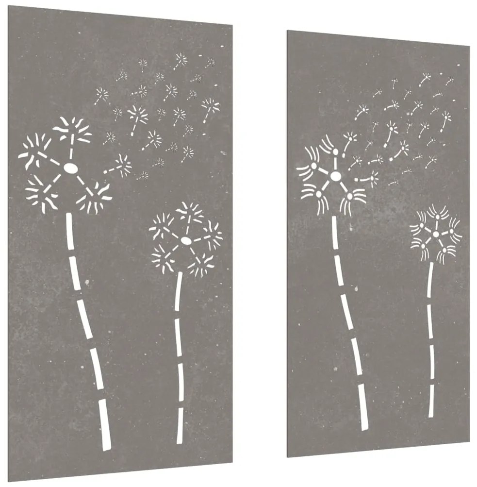 vidaXL Διακοσμητικά Κήπου 2 τεμ. Σχ. Λουλούδια 105x55 εκ Ατσάλι Corten