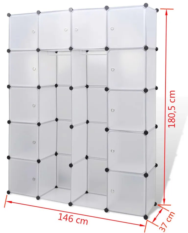 vidaXL Ντουλάπα Σπονδυλωτή 14 Τμήματα Άσπρη 37 x 146 x 180,5 εκ