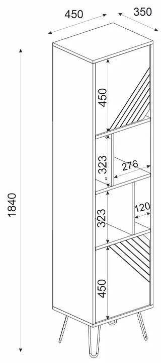 Βιβλιοθήκη μελαμίνης Norma Megapap χρώμα καρυδί 45x35x184εκ. - GP042-0109,1 - GP042-0109,1