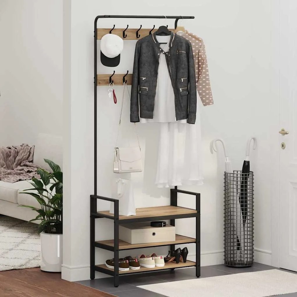 vidaXL Κρεμάστρα Artisan Oak 75 x 34 x 184 εκ Επεξεργασμένο ξύλο