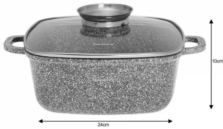 Кατσαρόλα Klausberg KB 7530, 4.4 l, Γυάλινο καπάκι, Μαρμάρινη επίστρωση, Επαγωγική, Γκρι