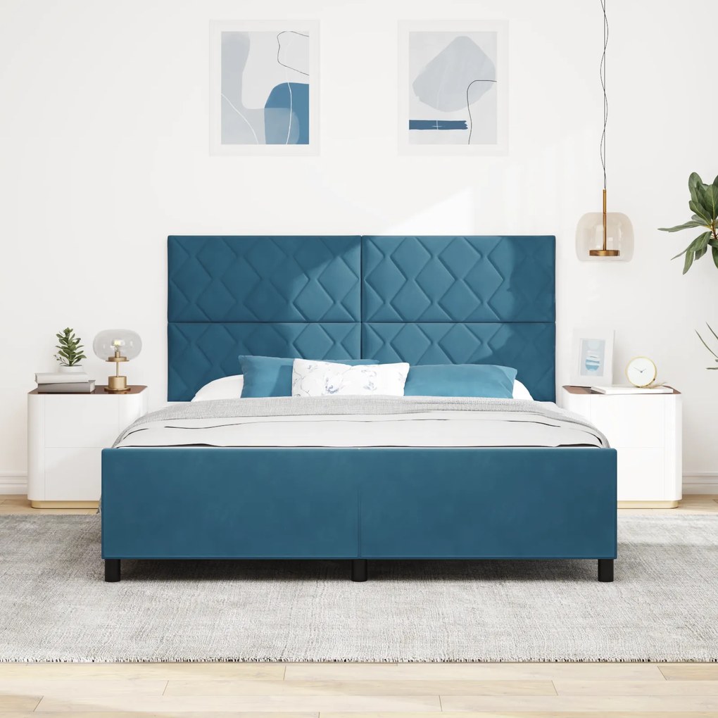vidaXL Κρεβάτι Σκελετός Σκούρο Μπλε 180x200 εκ. Βελούδο