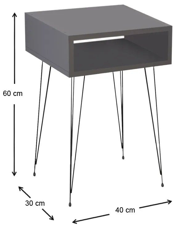 Κομοδίνο μελαμίνης Scott Megapap χρώμα ανθρακί 40x30x60εκ. - GP041-0053,3 - GP041-0053,3