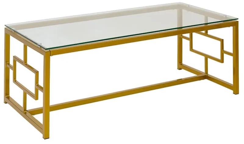 Τραπέζι σαλονιού Eccento pakoworld χρυσό-γυαλί 8mm 120x60x44εκ