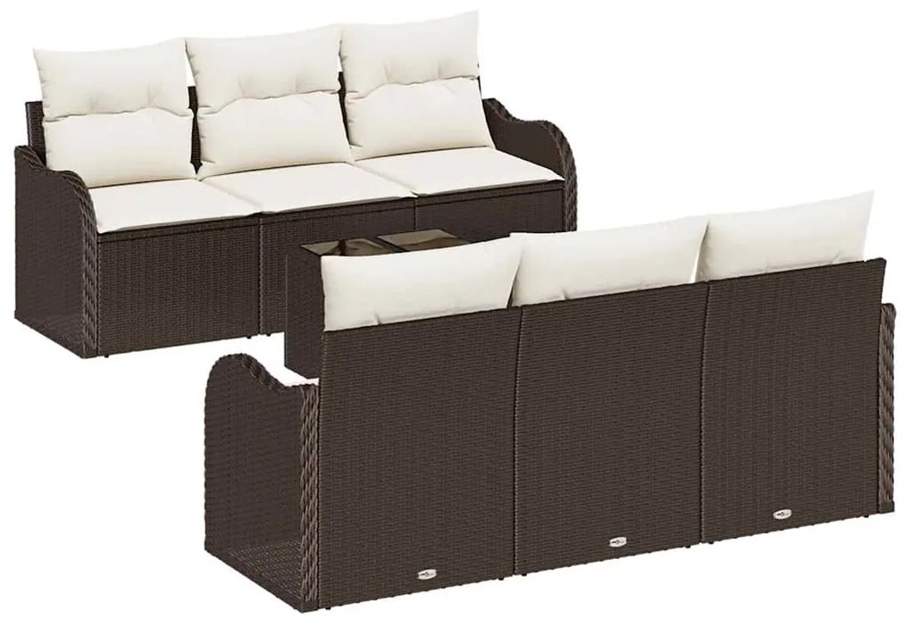 vidaXL Σετ Καναπέ Κήπου 7 pcs Καφέ 55 x 55 x 37 εκ Πολυ ράταν