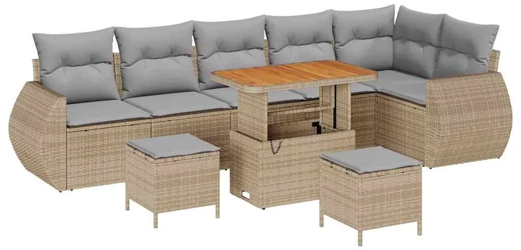vidaXL Σετ Καναπέ Κήπου 9 pcs μπεζ και ανοιχτό γκρι 90 x 55 x 71 cm