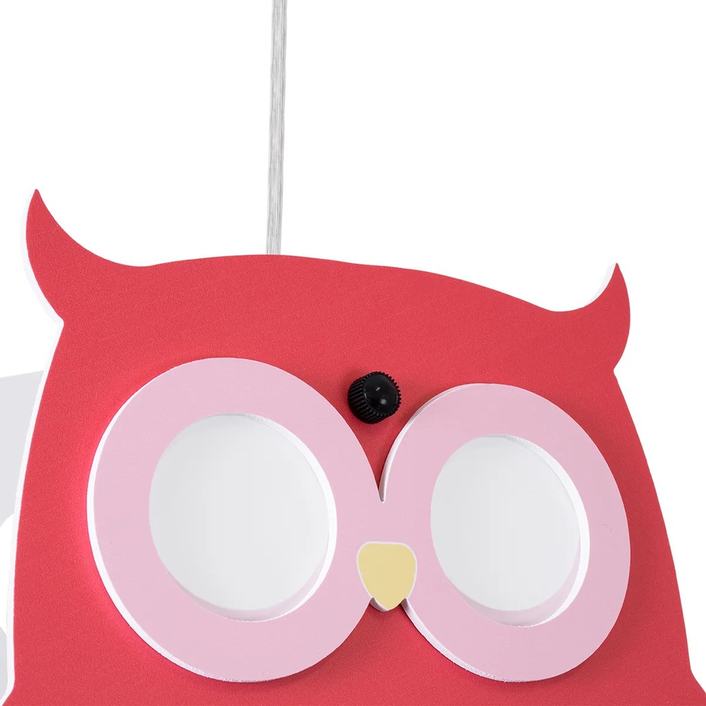 GloboStar OWL 61576 Μοντέρνο Παιδικό Κρεμαστό Φωτιστικό Οροφής Μονόφωτο 1 x E27 Κόκκινο PVC Φιγούρα Κουκουβάγια Μ29.5 x Π15.5 x Υ30.5cm - 61576