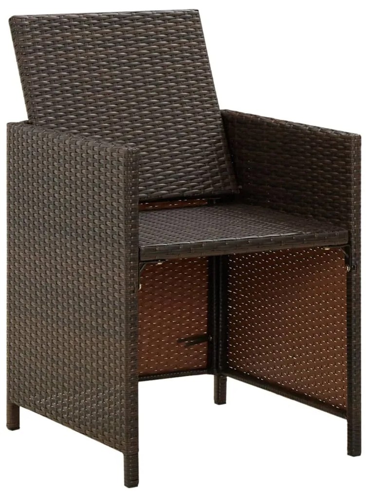 vidaXL Καρέκλες Κήπου 4 τεμ. Καφέ από Συνθετικό Ρατάν με Μαξιλάρια