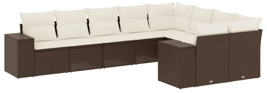 vidaXL Σαλόνι Κήπου Σετ 9 τεμ. Καφέ από Συνθ. Ρατάν με Μαξιλάρια