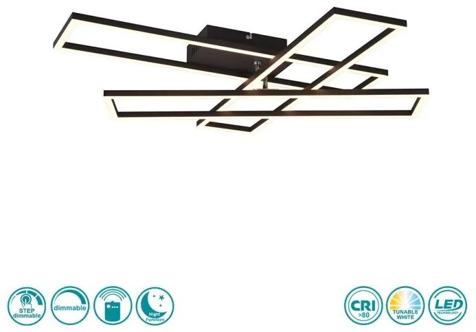 Φωτιστικό Πλαφονιέρα Οροφής  L66x60xH10cm 36w Led 4600lm 2700K Μέταλλο Back Matt Trio Lighting RL Corso R64423132