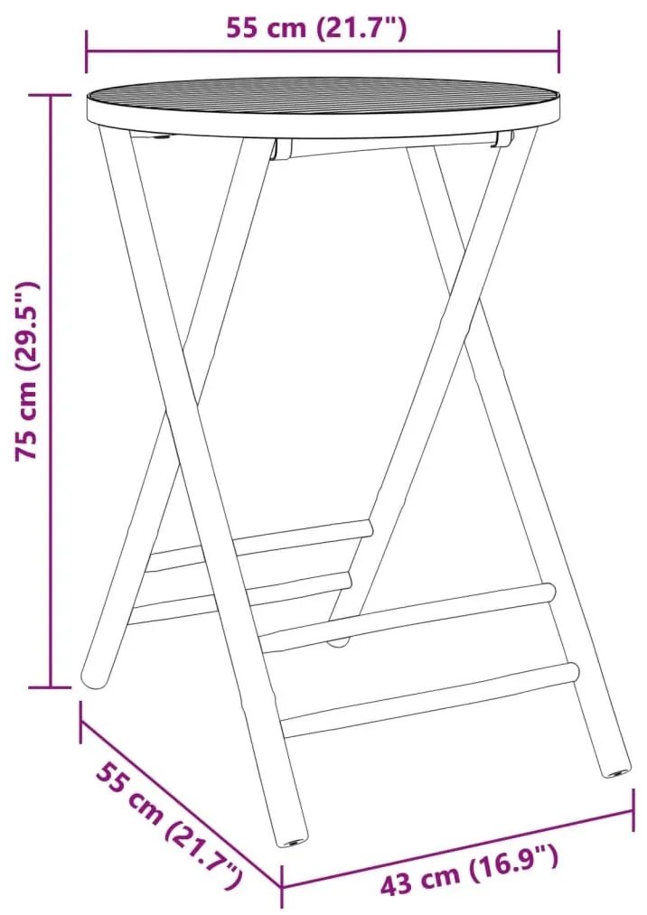 Τραπέζι Κήπου Πτυσσόμενο Ø55x75 εκ. από Μπαμπού - Καφέ