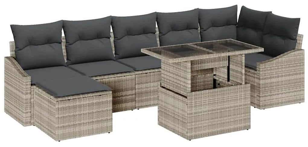 vidaXL Σετ Καναπέ Κήπου με μαξιλάρι 8 pcs Ανοιχτό Γκρι και Σκούρο Γκρι