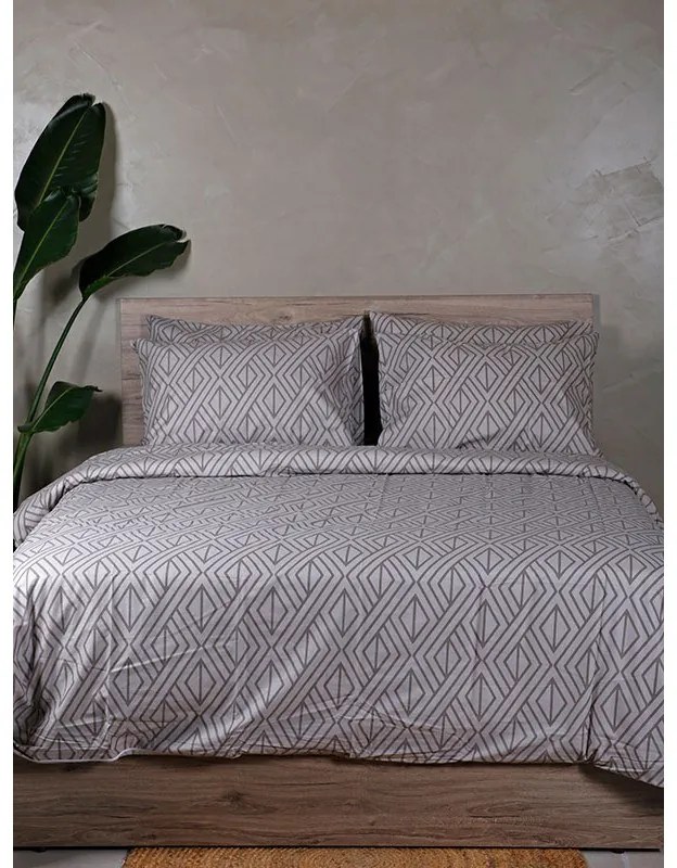 Σετ Σεντόνια Cotton Feelings 2042 Grey Υπέρδιπλο με λάστιχο (170x205+30)