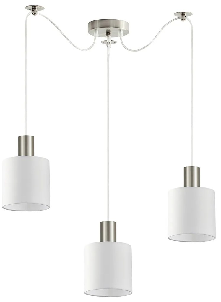 Φωτιστικό Οροφής SE21-NM-4-NM3-SH1 ADEPT TUBE Nickel Matt Pendant White Fabric Shade+ - 51W - 100W - 77-8416