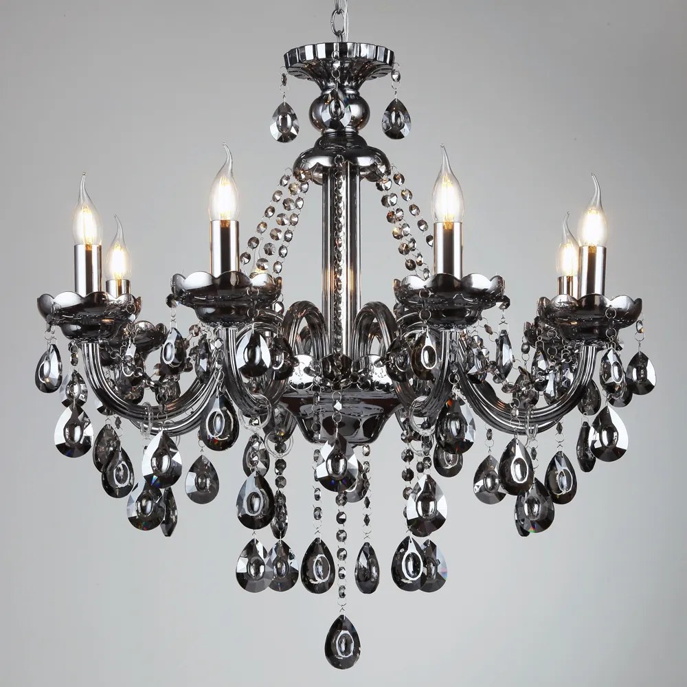 Artekko Chandelier Πολυέλαιος 8φωτος Ανθρακί Κρύσταλλο (70x70x80)cm - 023-3019