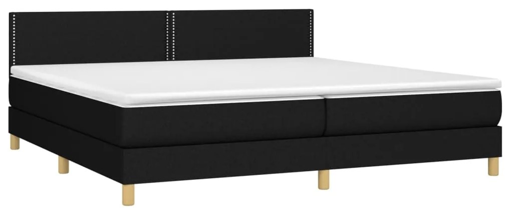 ΚΡΕΒΑΤΙ BOXSPRING ΜΕ ΣΤΡΩΜΑ &amp; LED ΜΑΥΡΟ 200X200 ΕΚ. ΥΦΑΣΜΑΤΙΝΟ 3133663