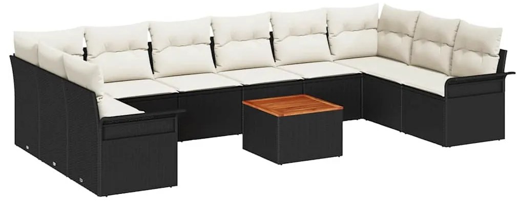 vidaXL Σετ Καναπέ Κήπου 11 pcs Μαύρο, Κρέμα 55 x 55 x 37 εκ