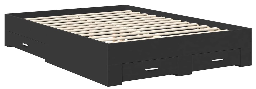 vidaXL Σκελετός Κρεβατιού Μαύρο 140 x 200 cm Επεξεργασμένο ξύλο