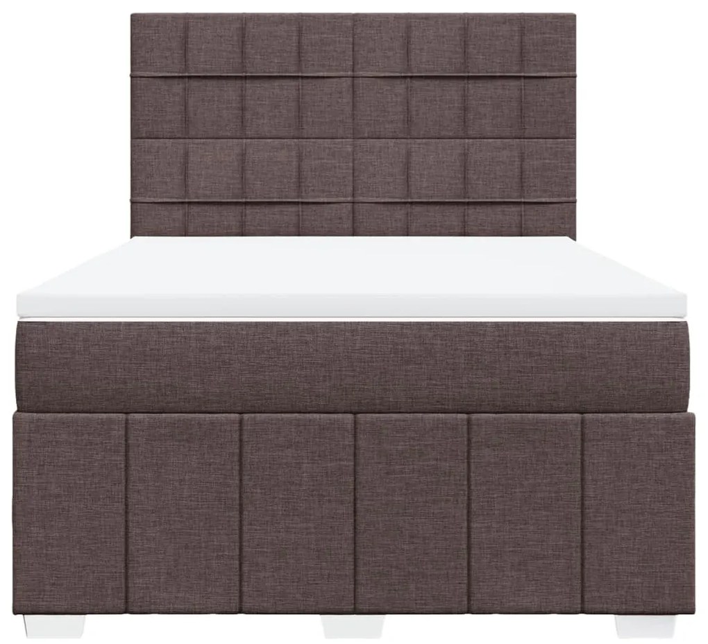 vidaXL Κρεβάτι Boxspring με Στρώμα Σκούρο Καφέ 140x200 εκ Υφασμάτινο