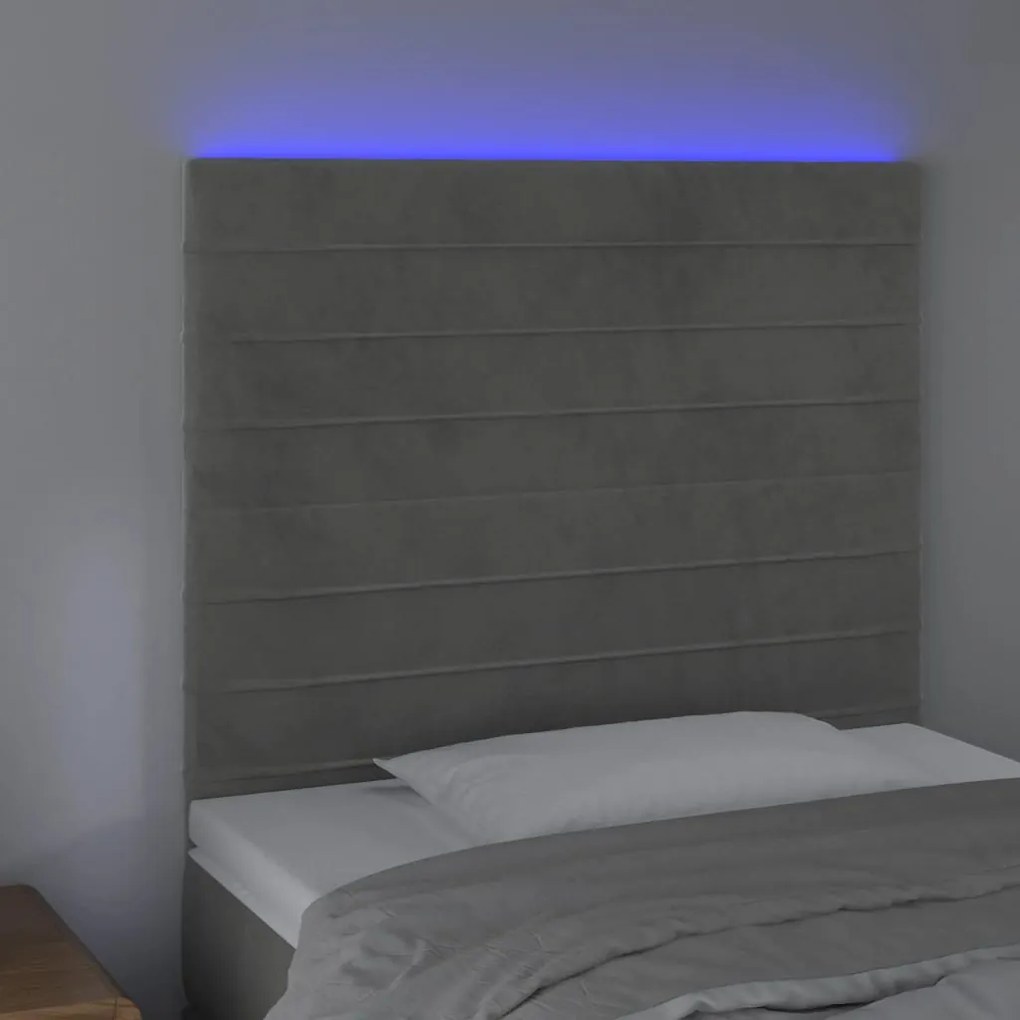 Κεφαλάρι Κρεβατιού LED Ανοιχτό Γκρι 90x5x118/128 εκ. Βελούδινο 3122600