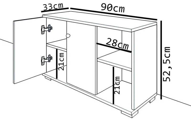 Έπιπλο εισόδου Deril pakoworld λευκό-sonoma 90x33x52.5εκ - 120-000278 - 120-000278