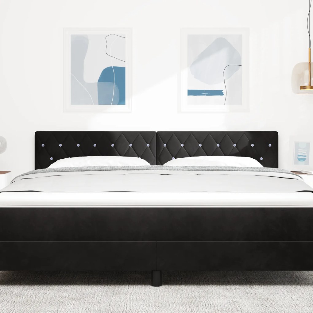 vidaXL LED Κεφαλάρι με Κρύσταλλο Ταφταρισμένο Μαύρο 90 εκ Βελούδο