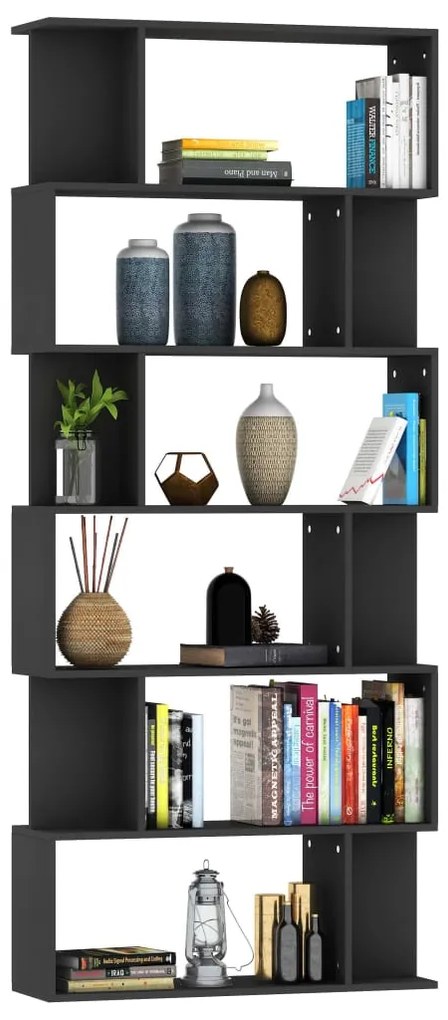 vidaXL Βιβλιοθήκη/Διαχωριστικό Χώρου Μαύρο 80x24x192 εκ. Επεξ. Ξύλο