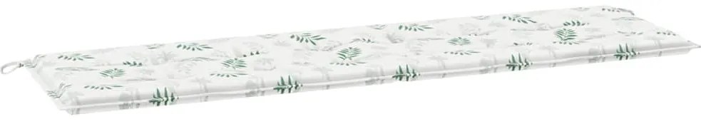 vidaXL Μαξιλάρι Παγκάκι Κήπου Floral Λευκό και πράσινο 180 x 50 x 4 cm
