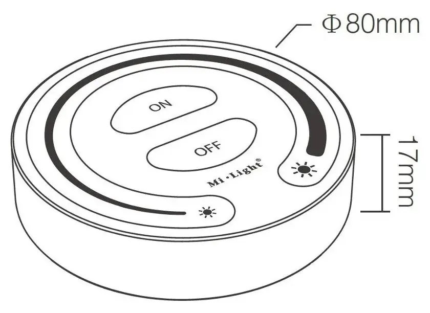 GloboStar® 71403 FUT087-B Mi-Light Ασύρματο Χειριστήριο Αφής RF 2.4Ghz για όλα τα Μονόχρωμα Mi-BOXER Controller DC 3V 2 x AAA - IP20 Μαύρο Φ8 x Υ1.8cm - 5 Years Warranty