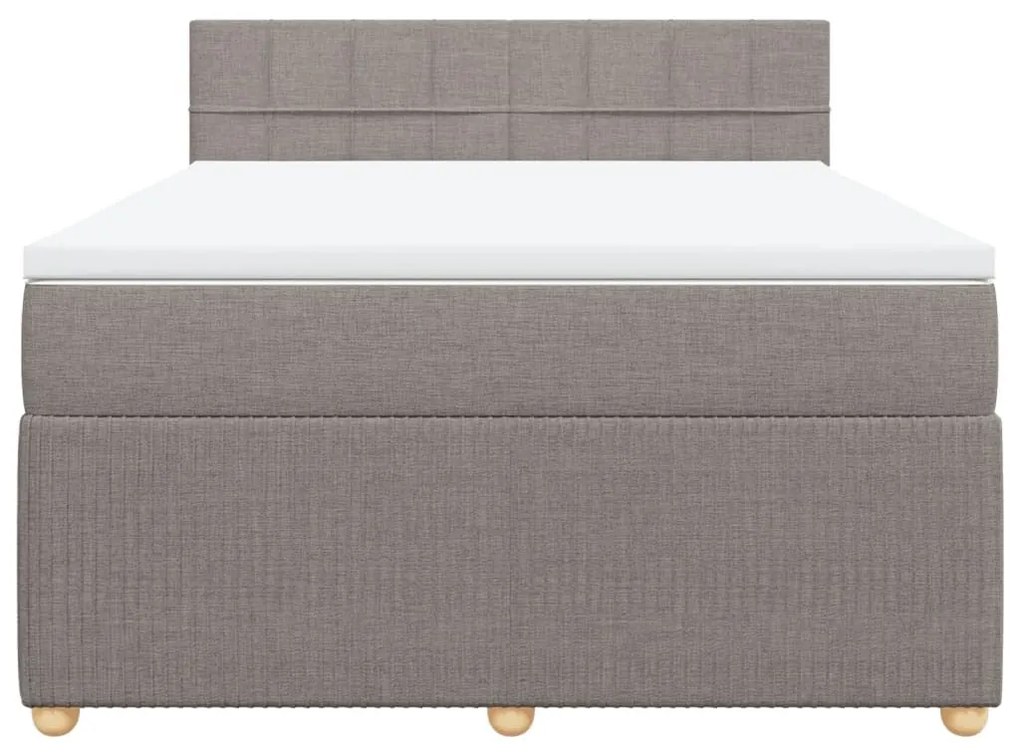 Κρεβάτι Boxspring με Στρώμα Taupe 160x200 εκ. Υφασμάτινο - Μπεζ-Γκρι