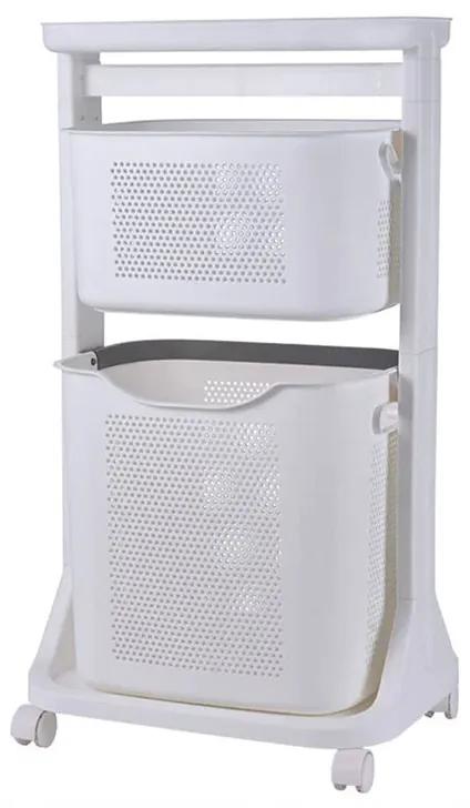 Πολυλειτουργικό Πλαστικό Τρόλεϊ με 2 Καλάθια 43.5 x 33 x 80 cm Χρώματος Λευκό Shally Dogan 02815371