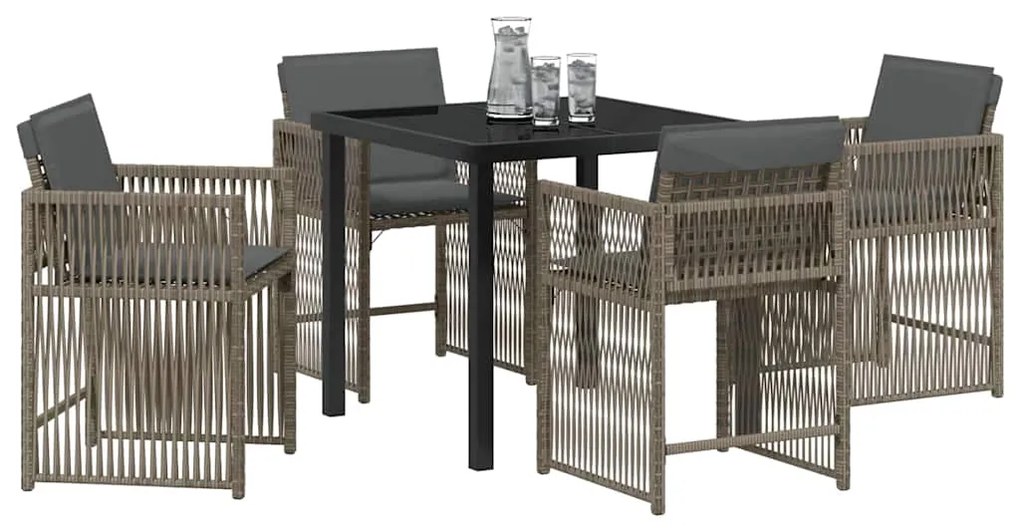 vidaXL Σέτ φαγητού για κήπο 5 pcs Γκρι συνθετικό ρατάν