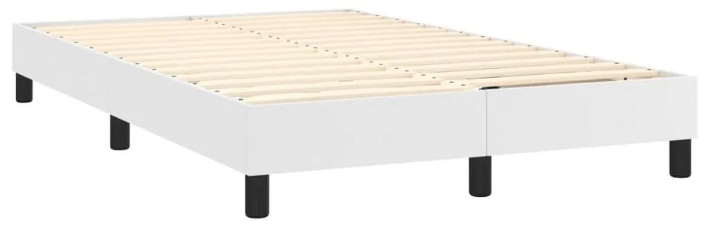 vidaXL Κρεβάτι Boxspring με Στρώμα & LED Λευκό 120x200 εκ. Συνθ. Δέρμα