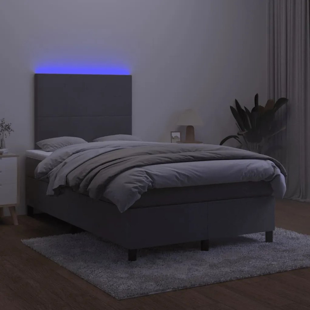 ΚΡΕΒΑΤΙ BOXSPRING ΜΕ ΣΤΡΩΜΑ &amp; LED ΣΚ.ΓΚΡΙ 120X190ΕΚ. ΒΕΛΟΥΔΙΝΟ 3270300