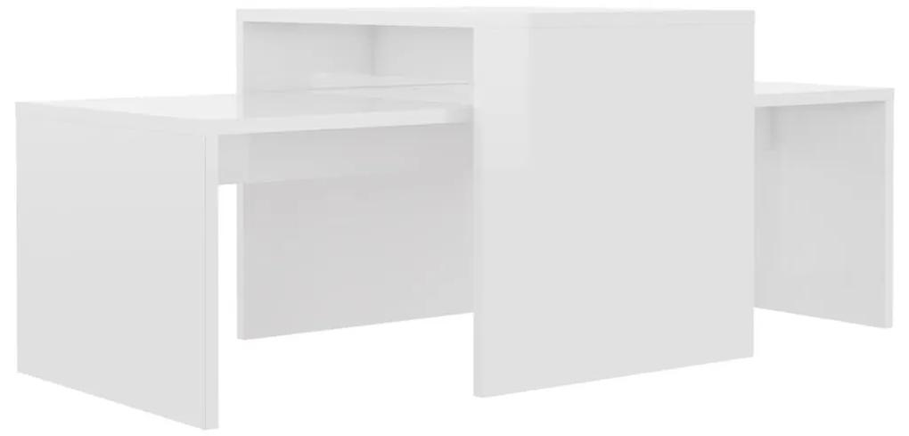 Σετ Τραπεζάκια Σαλονιού Γυαλ. Λευκό 100x48x40 εκ. Μοριοσανίδα - Λευκό