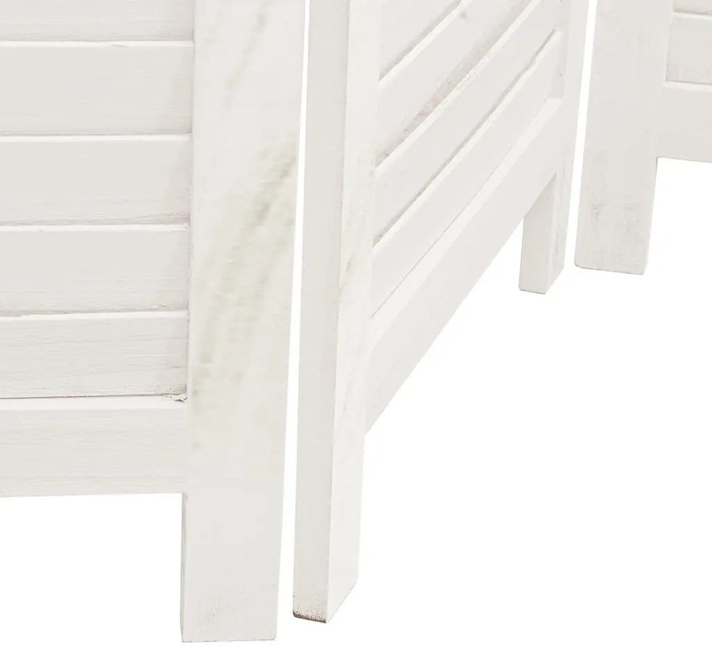 vidaXL Διαχωριστικό Χώρου με 5 Πάνελ Λευκό από Μασίφ Ξύλο Παυλώνιας