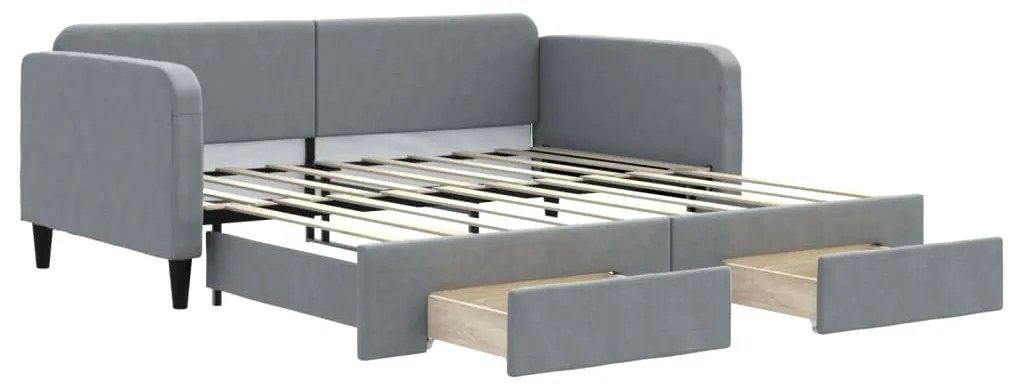 vidaXL Καναπές Κρεβάτι Συρόμενος Αν. Γκρι 90x190 εκ.Ύφασμα & Συρτάρια