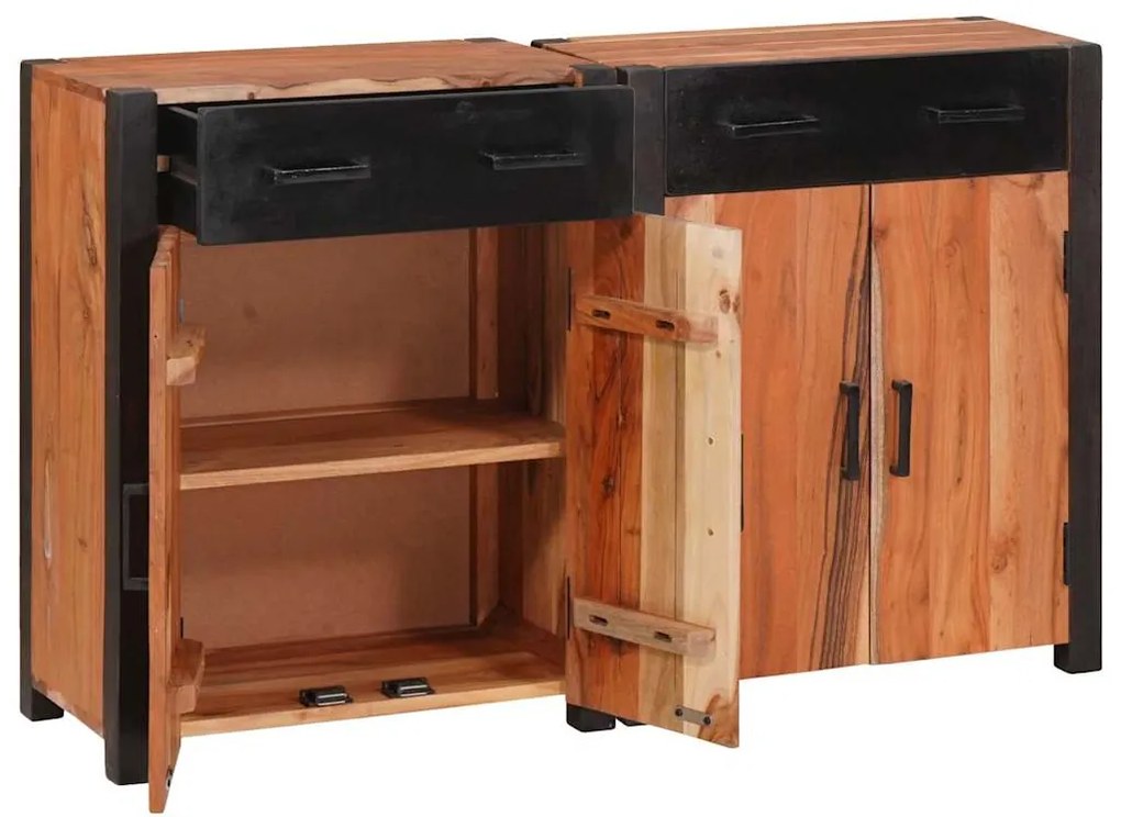 vidaXL Πλαϊνό γραφείο 2 pcs Καφέ 110 x 30 x 75 εκ Μασίφ ξύλο ακακίας