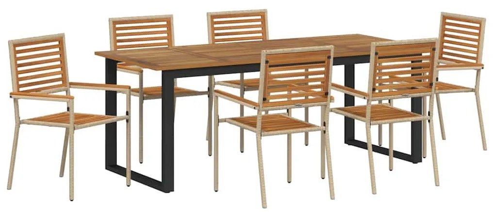 vidaXL Σέτ φαγητού για κήπο 7 pcs Μπεζ
