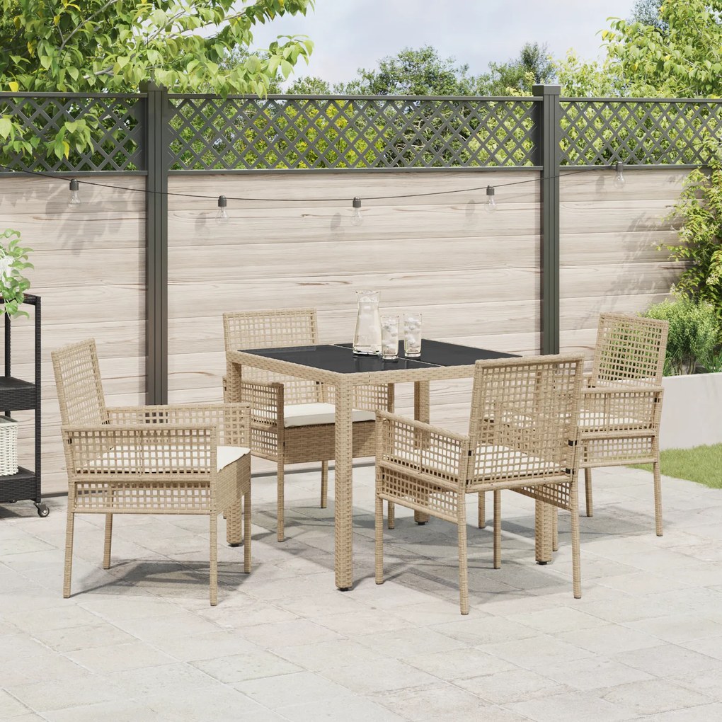 vidaXL Σέτ φαγητού για κήπο 5 pcs Μπεζ 90 x 90 x 75 cm