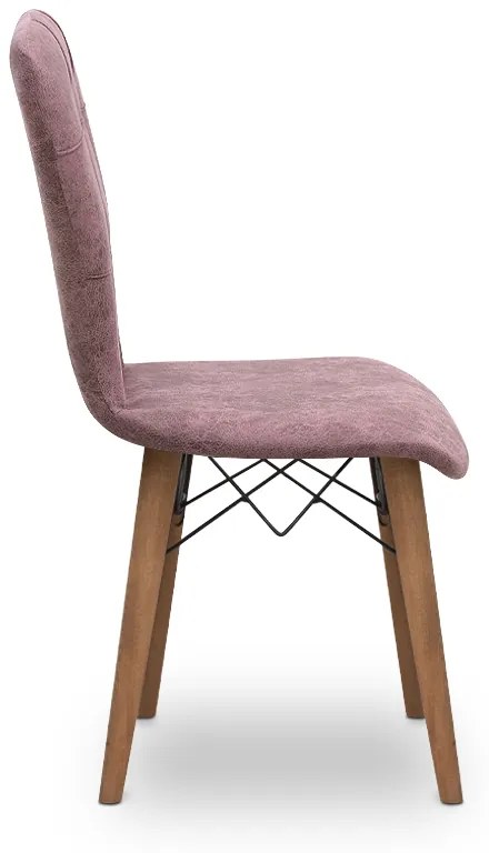 Καρέκλα τραπεζαρίας Palmira Megapap υφασμάτινη χρώμα σάπιο μήλο - καρυδί πόδι 47x44x88εκ. - Ύφασμα - GP044-0002,8