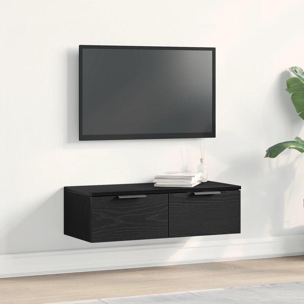 vidaXL Μαύρος δρυός τοίχου ντουλάπα 68x30x20 εκ. από κατασκευασμένο ξύλο